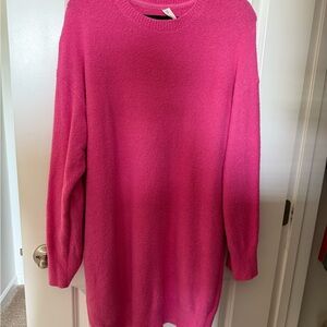 Daily Practice Vibrant Pink Crew Neck Sweater Dress